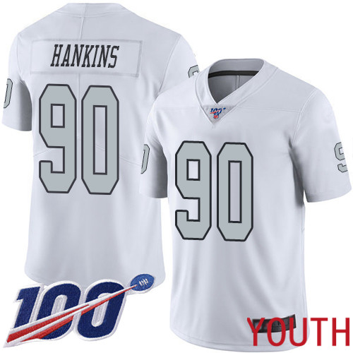 Oakland Raiders Limited White Youth Johnathan Hankins Jersey NFL Football #90 100th Season Rush Jersey->youth nfl jersey->Youth Jersey